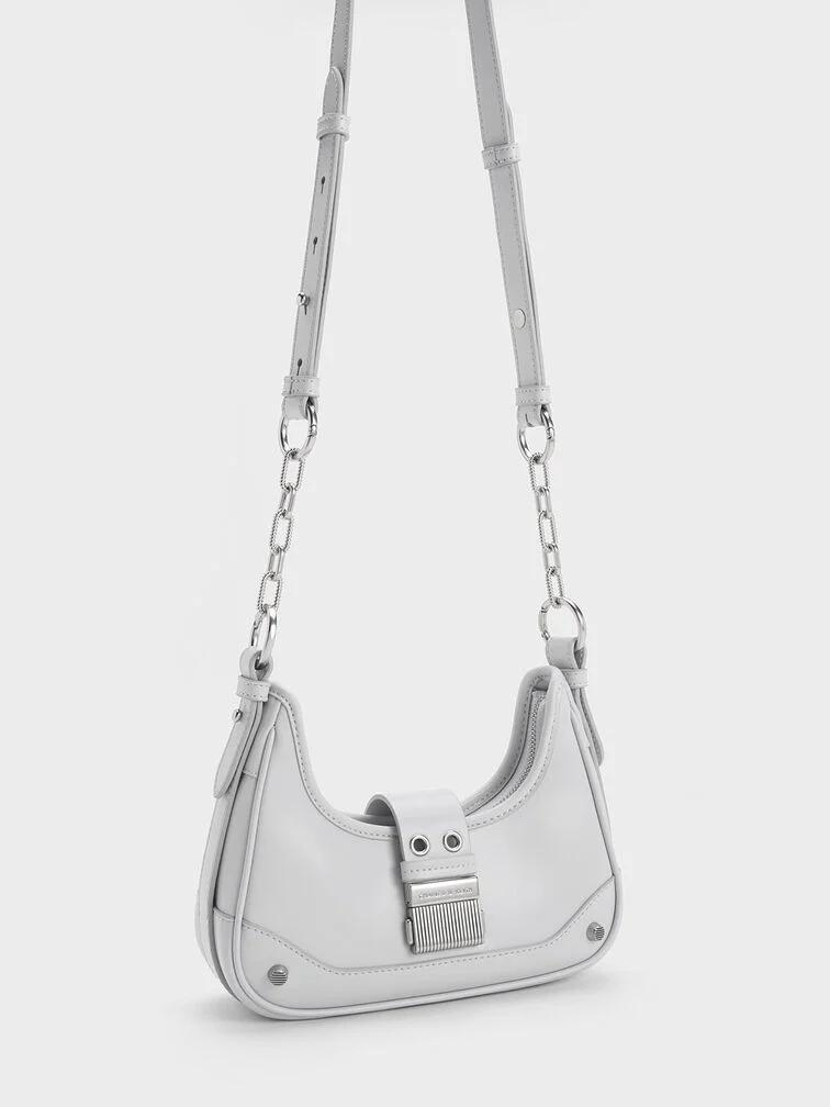 Túi Charles & Keith Hobo Winslet Belted Nữ Xám