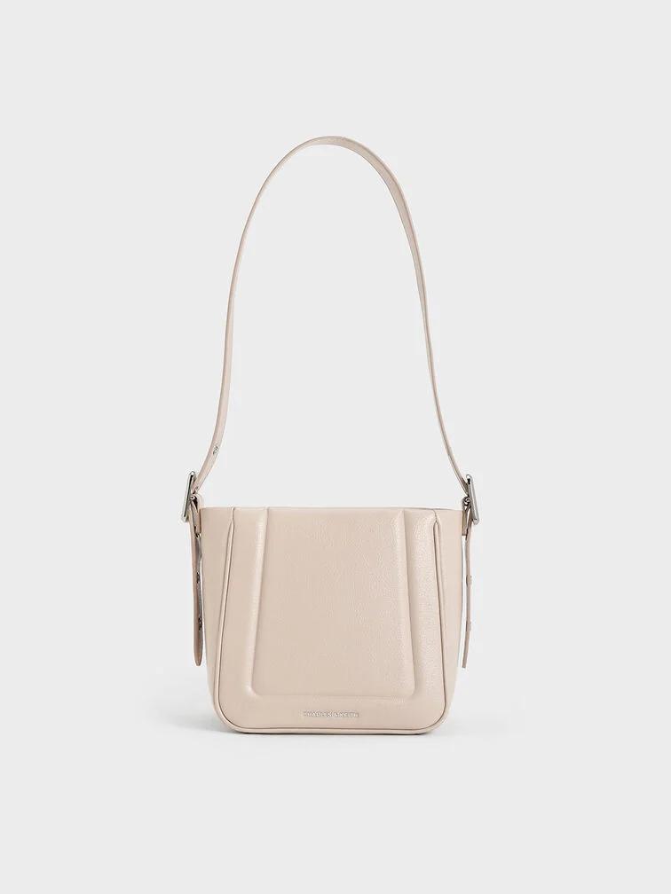 Túi Charles & Keith Petra Boxy Bucket Nữ Kem