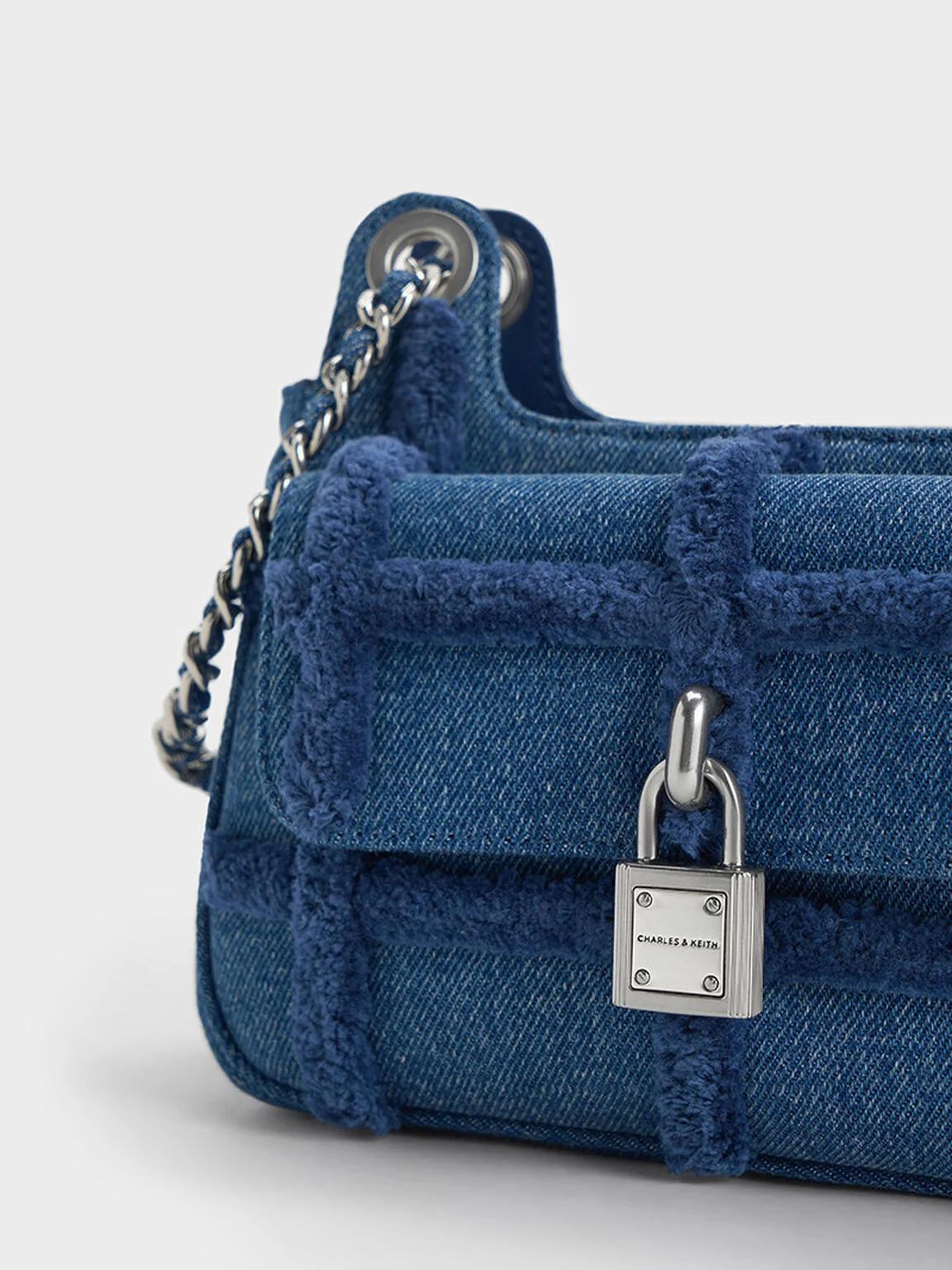 Túi Charles & Keith Suki Denim Padlock Nữ Xanh Dương