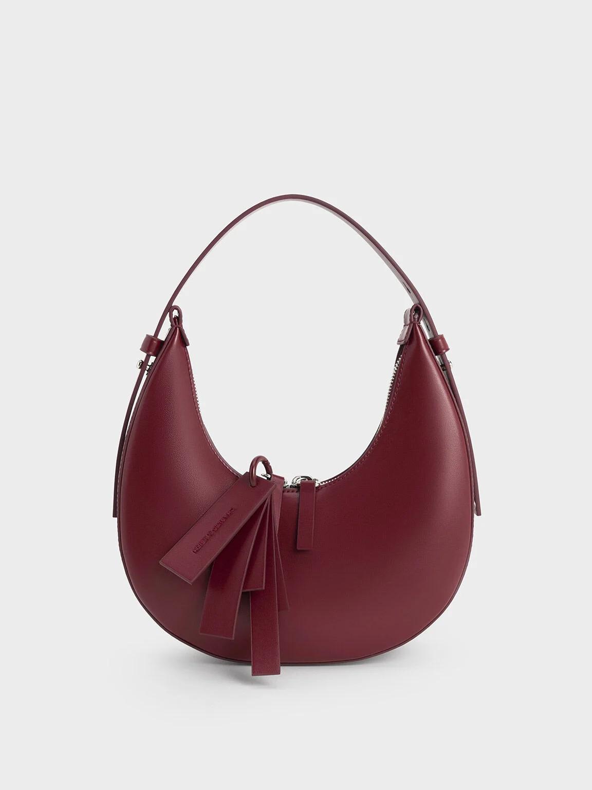 Túi Charles & Keith Hobo Cockade Crescent Nữ Đỏ