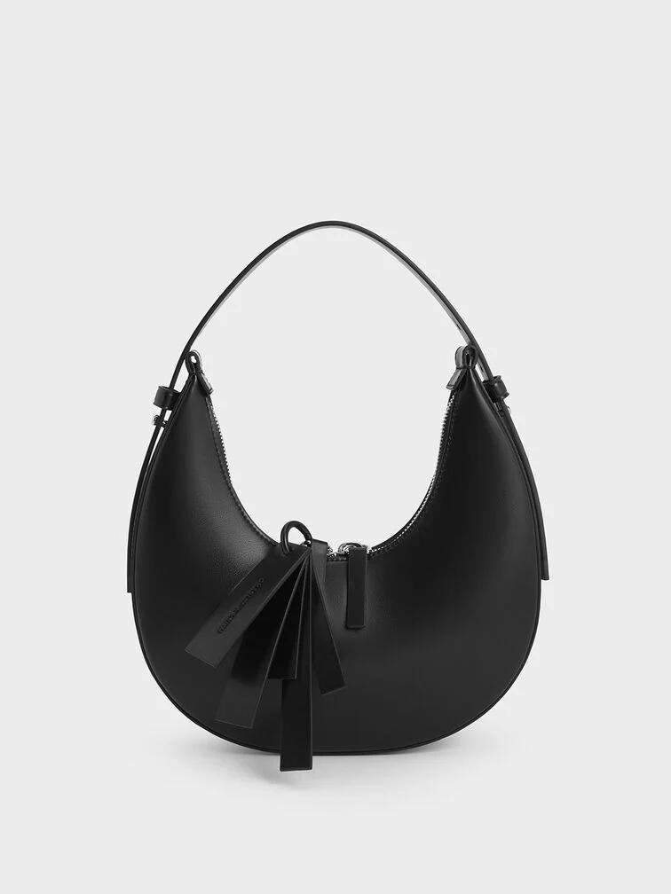 Túi Charles & Keith Hobo Cockade Crescent Nữ Đen