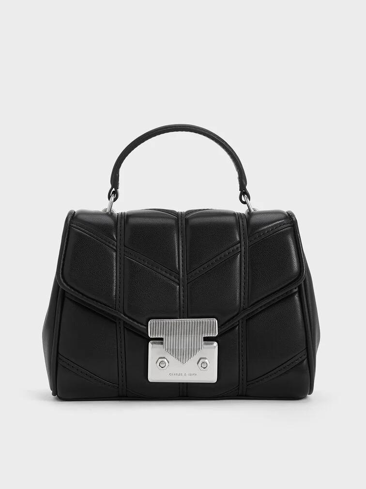 Túi Charles & Keith Eudora Chevron Nữ Đen