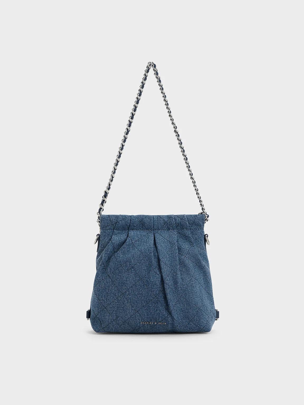 Túi Charles & Keith Duo Denim Chain-Handle Two-Way Nữ Xanh Dương