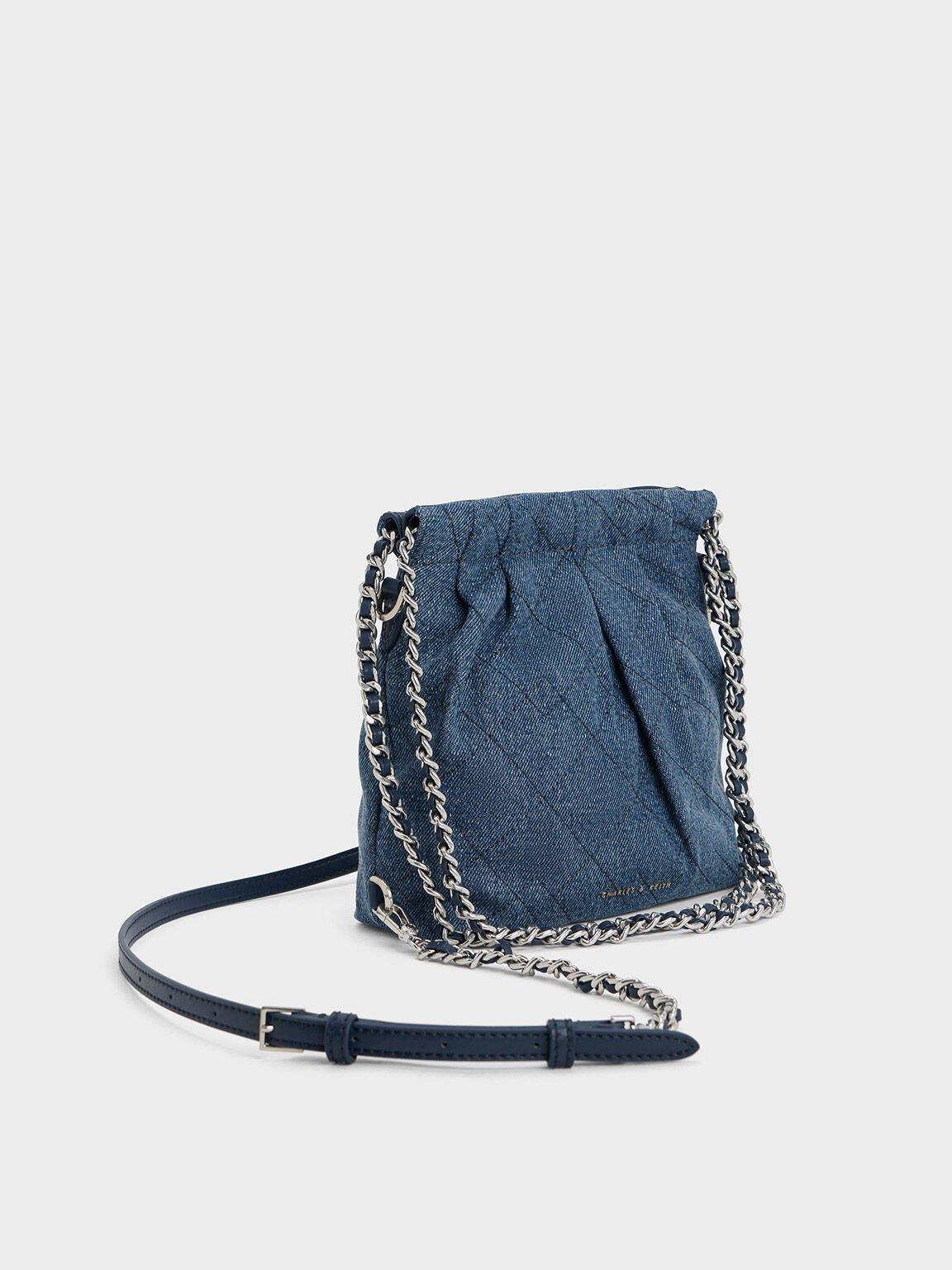 Túi Charles & Keith Duo Denim Chain-Handle Two-Way Nữ Xanh Dương