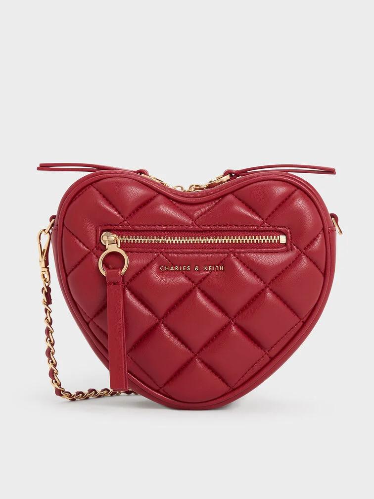 Túi Charles & Keith Philomena Quilted Heart Nữ Đỏ