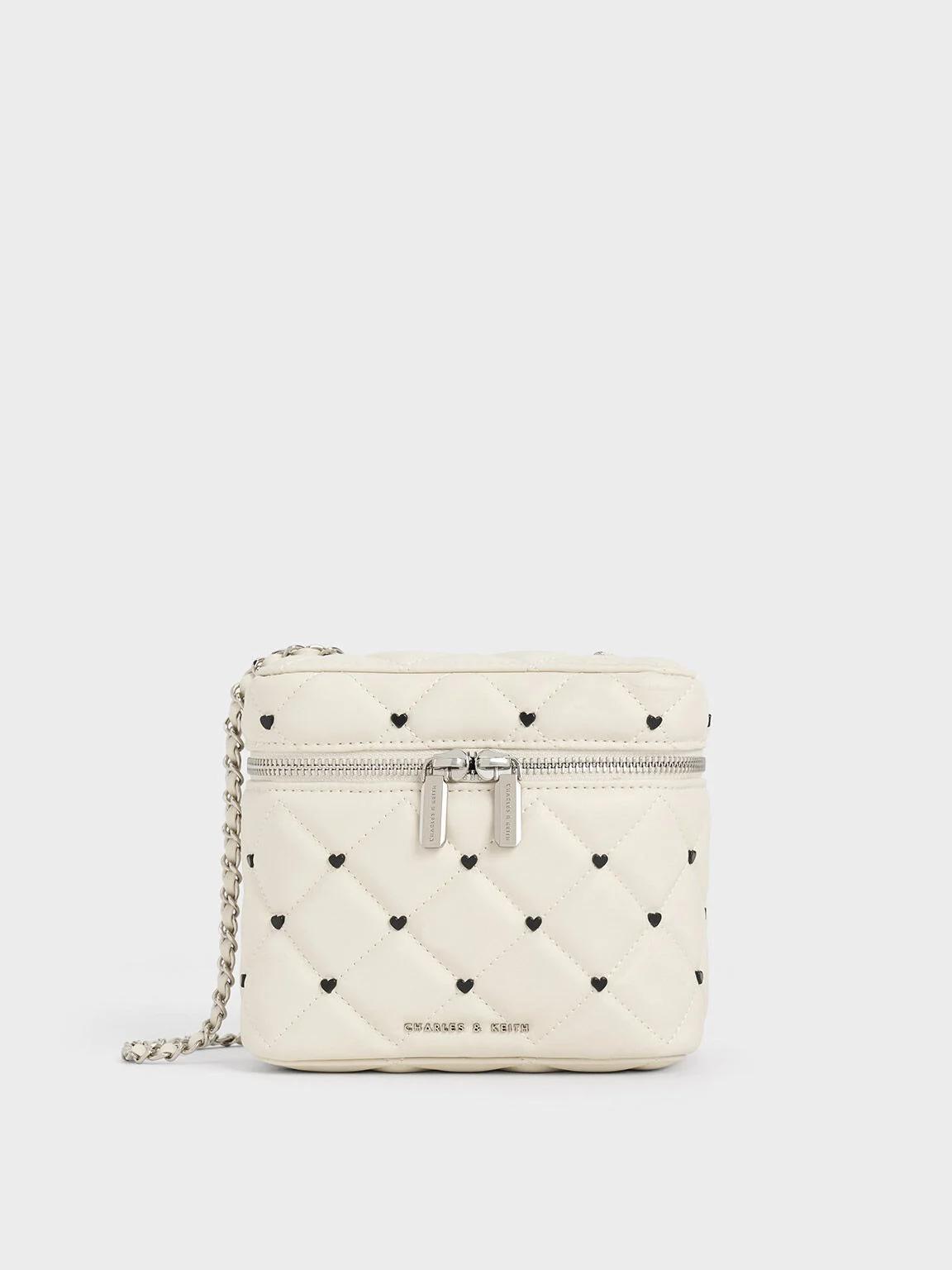 Túi Charles & Keith Nezu Quilted Heart-Print Nữ Trắng