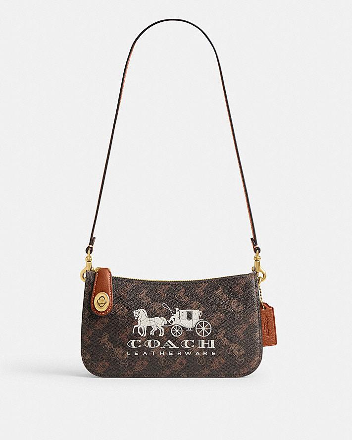 Túi Coach Penn Shoulder Bag With Horse And Carriage Print Nữ Nâu