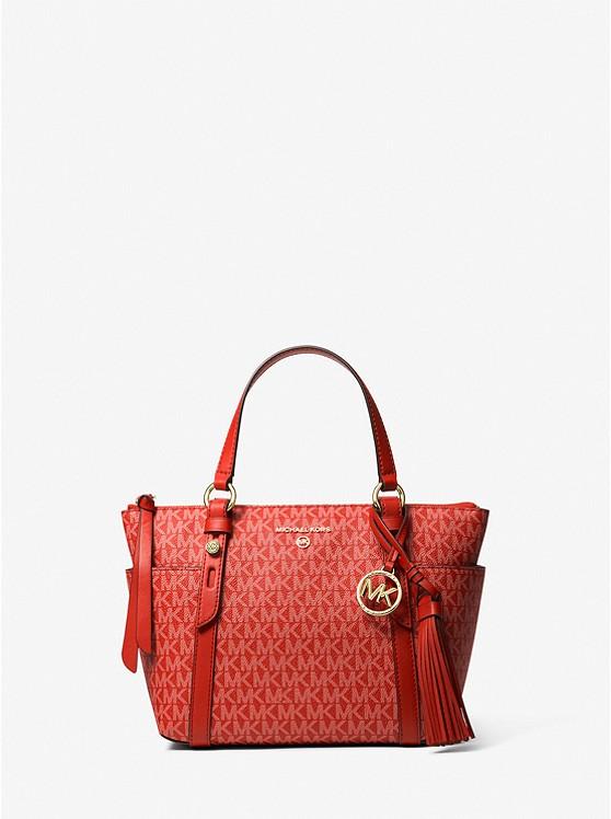 Túi Michael Kors Sullivan Small Logo Top-Zip Tote Bag Nữ Đỏ