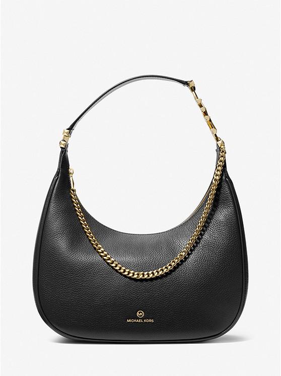 Túi Michael Kors Piper Large Pebbled Leather Shoulder Bag Nữ Đen