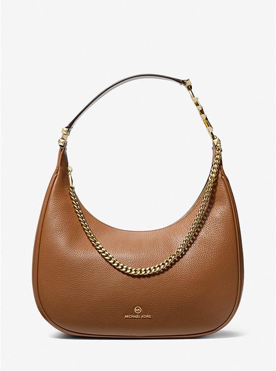 Túi Michael Kors Piper Large Pebbled Leather Shoulder Bag Nữ Nâu