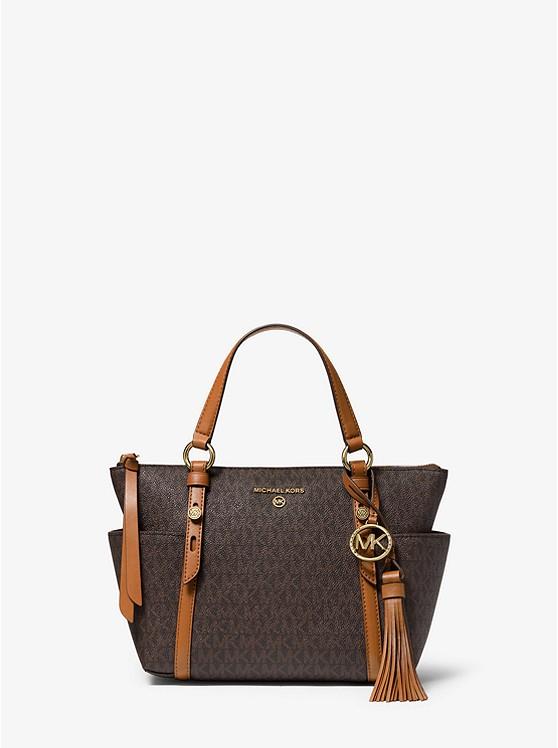 Túi Michael Kors Sullivan Small Logo Top-Zip Tote Bag Nữ Nâu Đậm