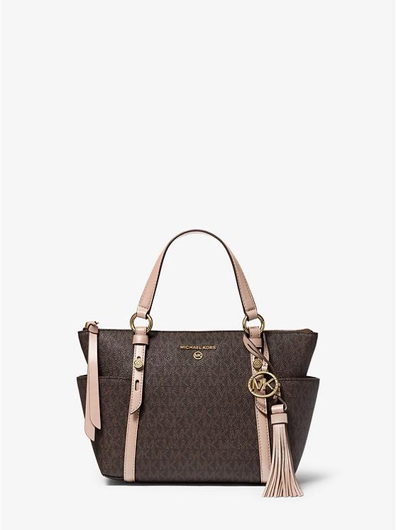 Túi Michael Kors Sullivan Small Logo Top-Zip Tote Bag Nữ Nâu Hồng