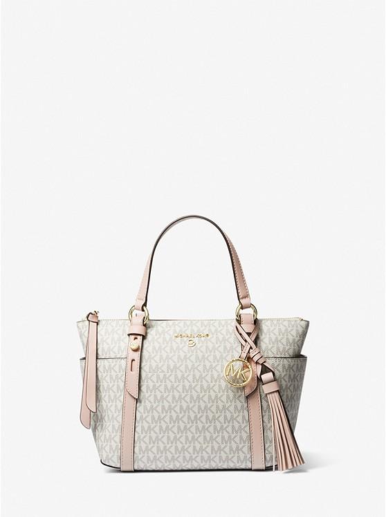 Túi Michael Kors Sullivan Small Logo Top-Zip Tote Bag Nữ Trắng Hồng