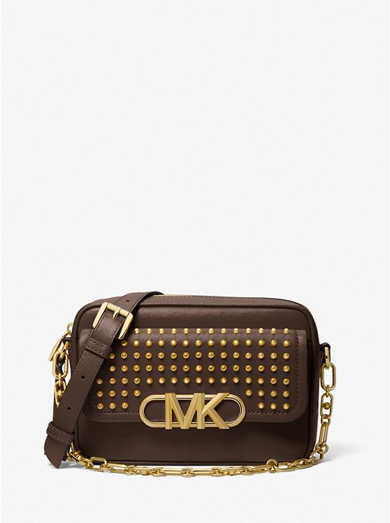 Túi Michael Kors Parker Medium Studded Leather Crossbody Bag Nữ Nâu