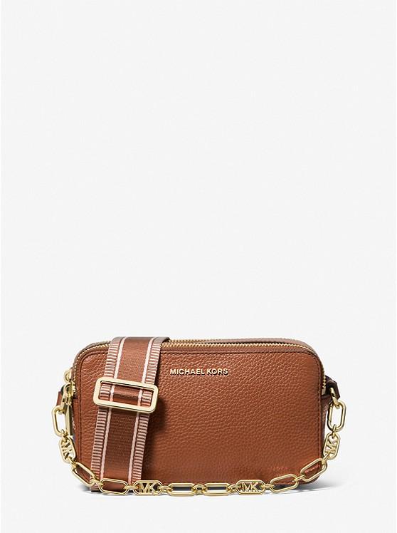 Túi Michael Kors Jet Set Small Pebbled Leather Double Zip Camera Bag Nữ Nâu