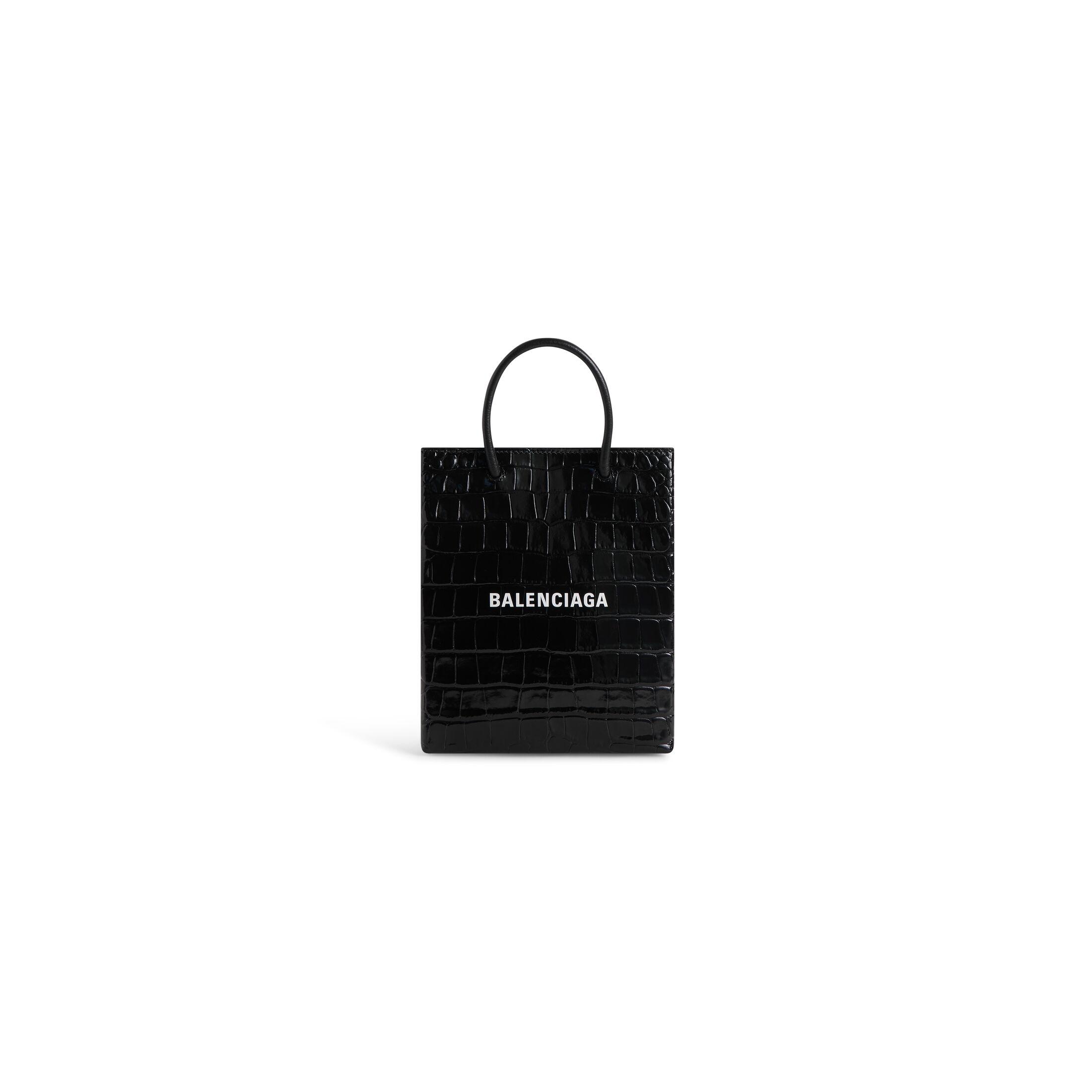 Túi Balenciaga Large Shopping Bag Crocodile Embossed Nữ Đen