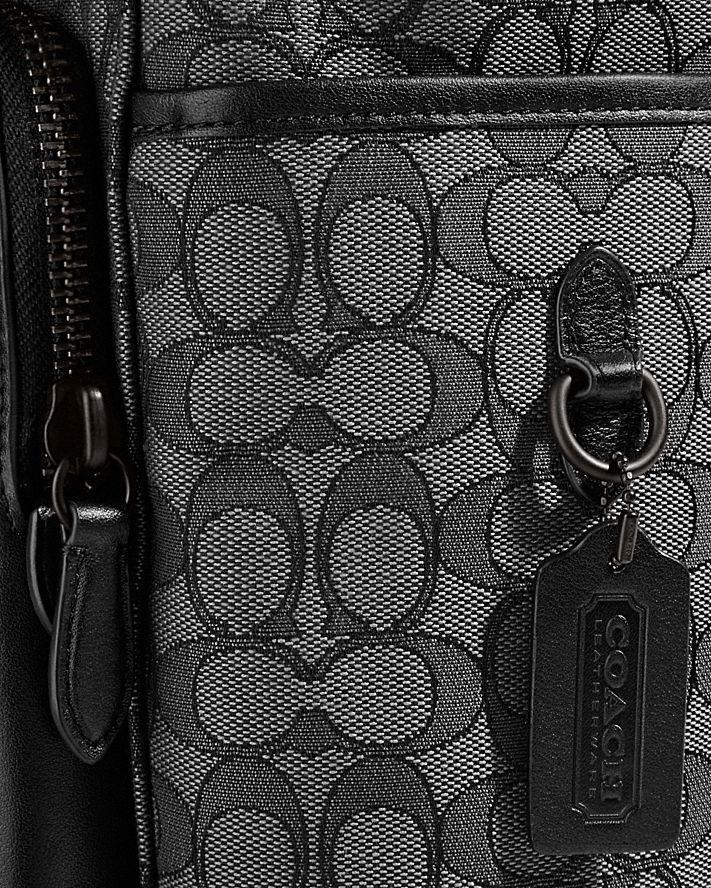 Túi Coach League Flap Backpack In Signature Jacquard Nam Đen