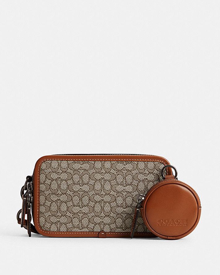 Túi Coach Charter Slim Crossbody In Micro Signature Jacquard Nam Nâu