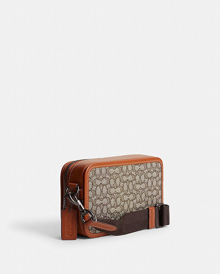 Túi Coach Charter Slim Crossbody In Micro Signature Jacquard Nam Nâu