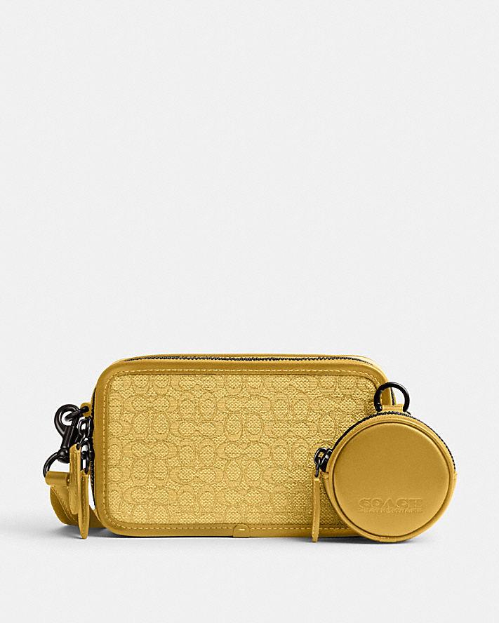 Túi Coach Charter Slim Crossbody In Micro Signature Jacquard Nam Vàng