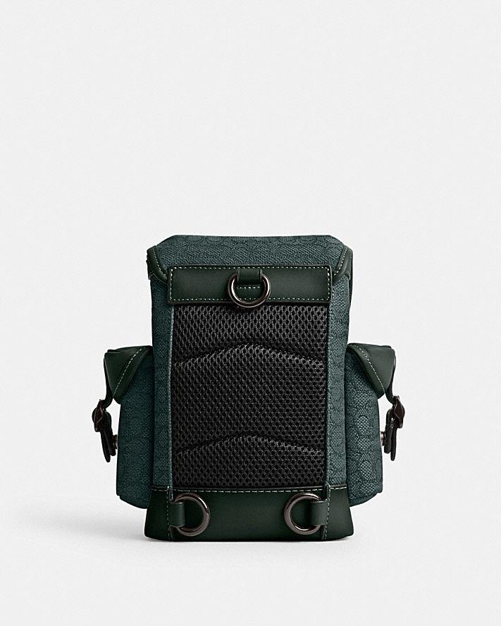 Túi Coach Hitch Backpack 13 In Micro Signature Jacquard Nam Xanh Lá