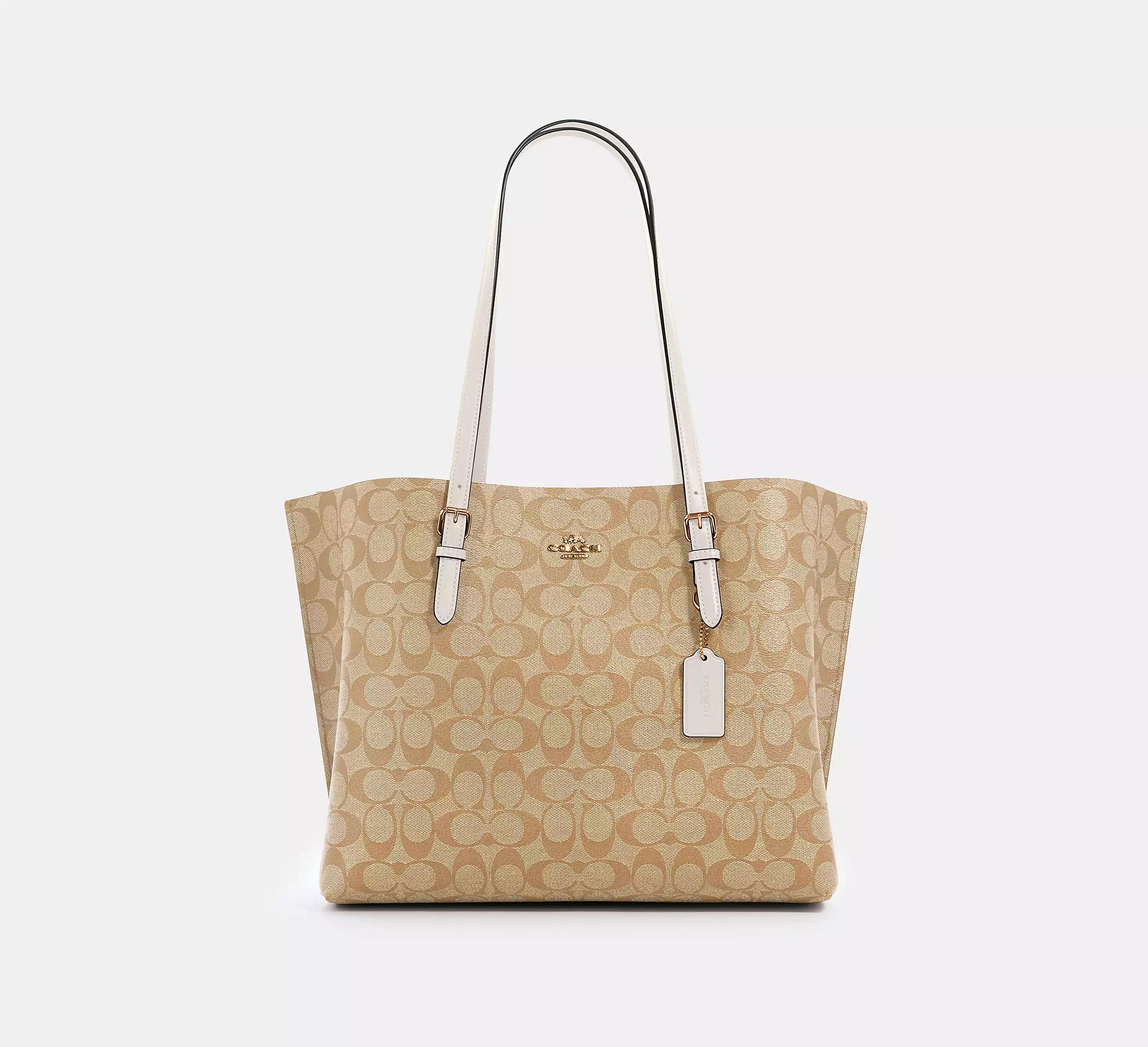 Túi Coach Mollie Tote In Signature Canvas Nữ Be Trắng