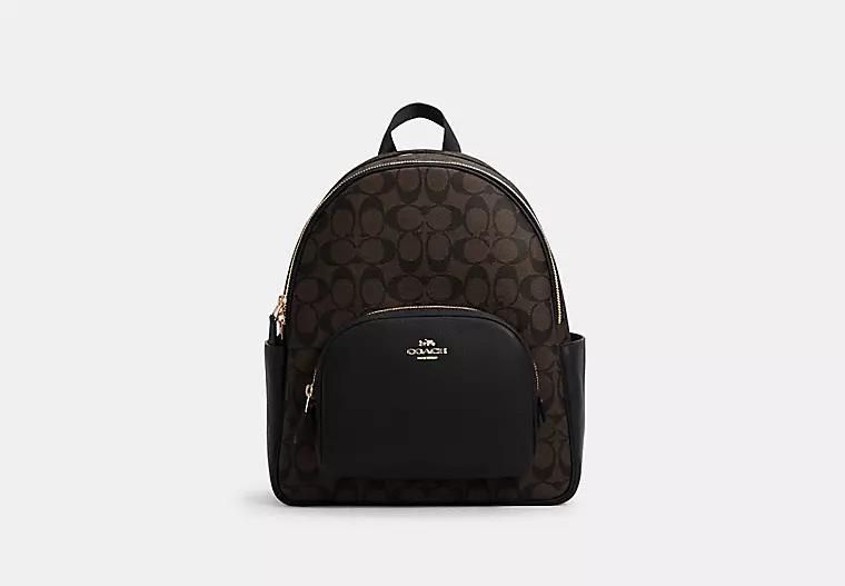 Túi Coach Court Backpack In Signature Canvas Nữ Nâu Đậm