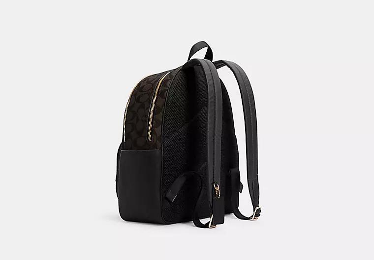 Túi Coach Court Backpack In Signature Canvas Nữ Nâu Đậm