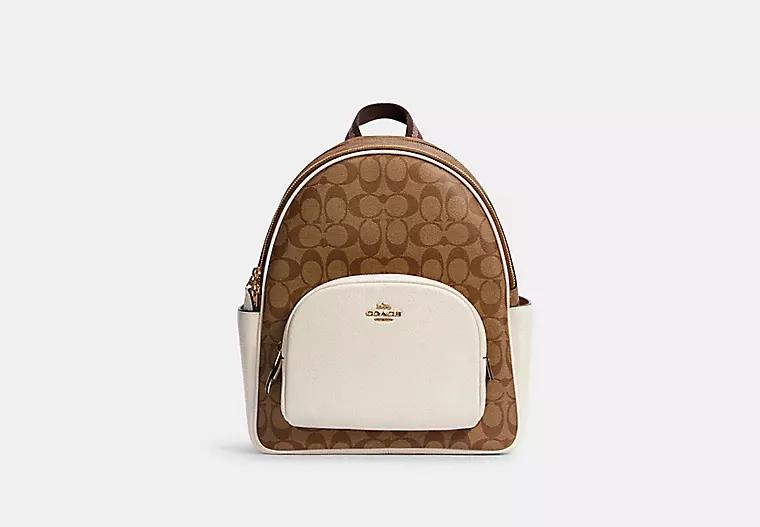 Túi Coach Court Backpack In Signature Canvas Nữ Nâu Trắng