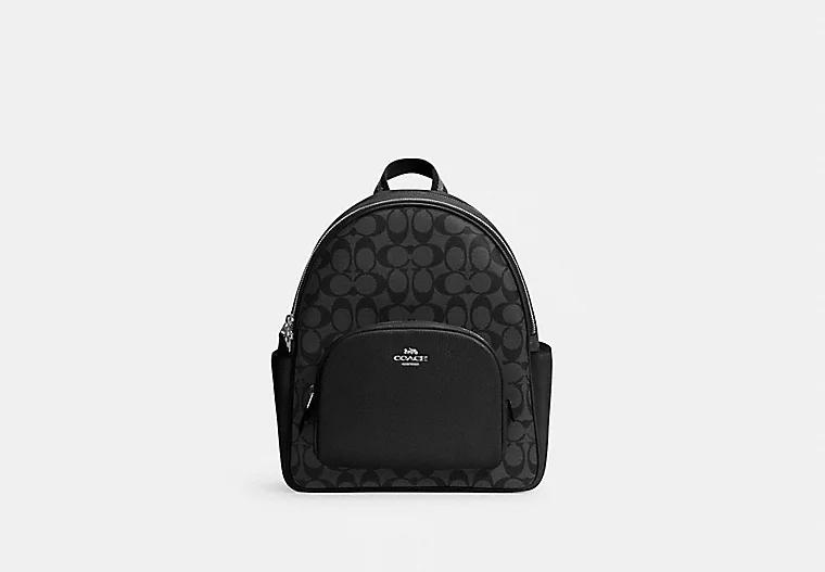 Túi Coach Court Backpack In Signature Canvas Nữ Đen