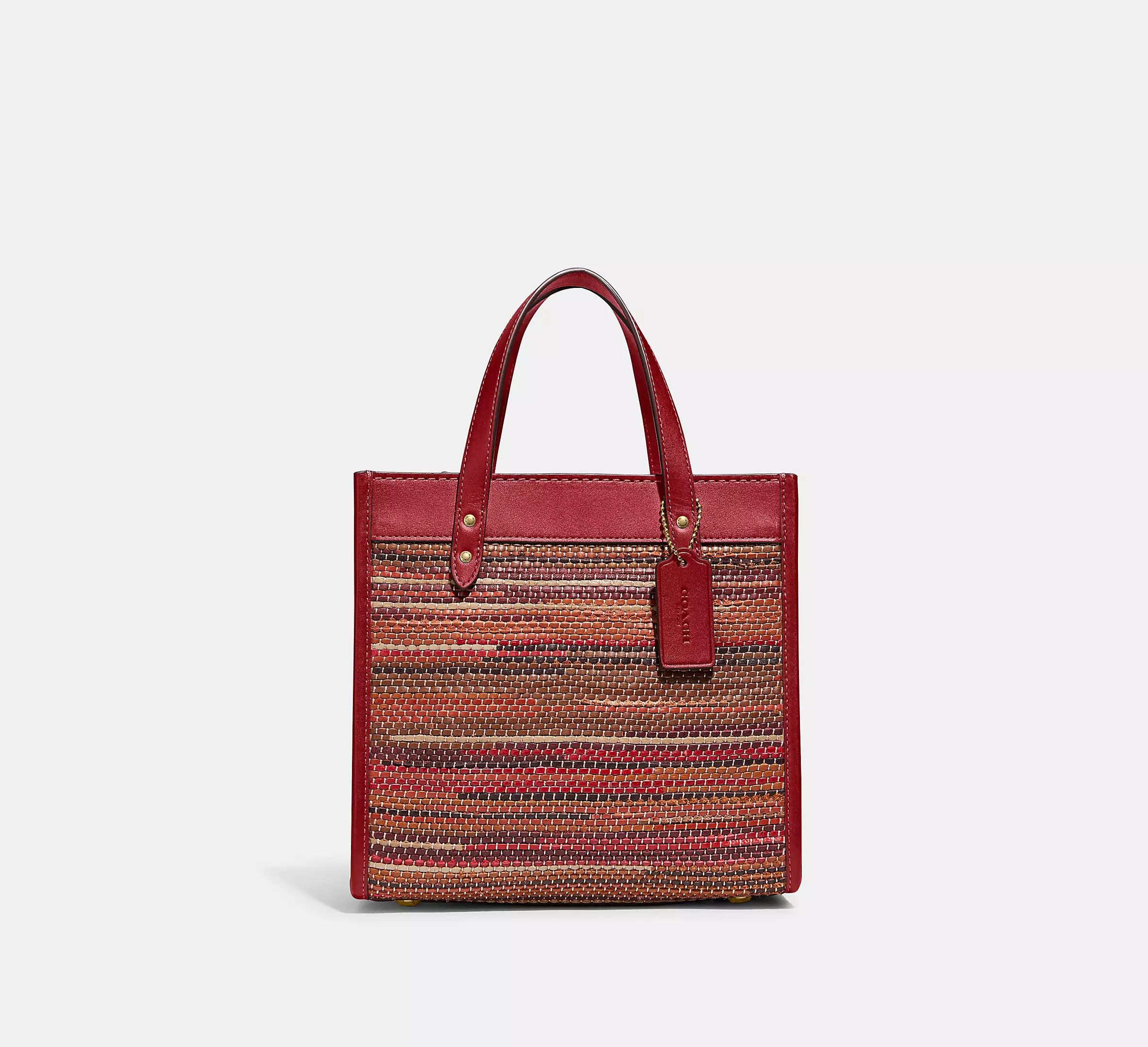 Túi Coach Field Tote 22 In Upwoven Leather Nữ Đỏ