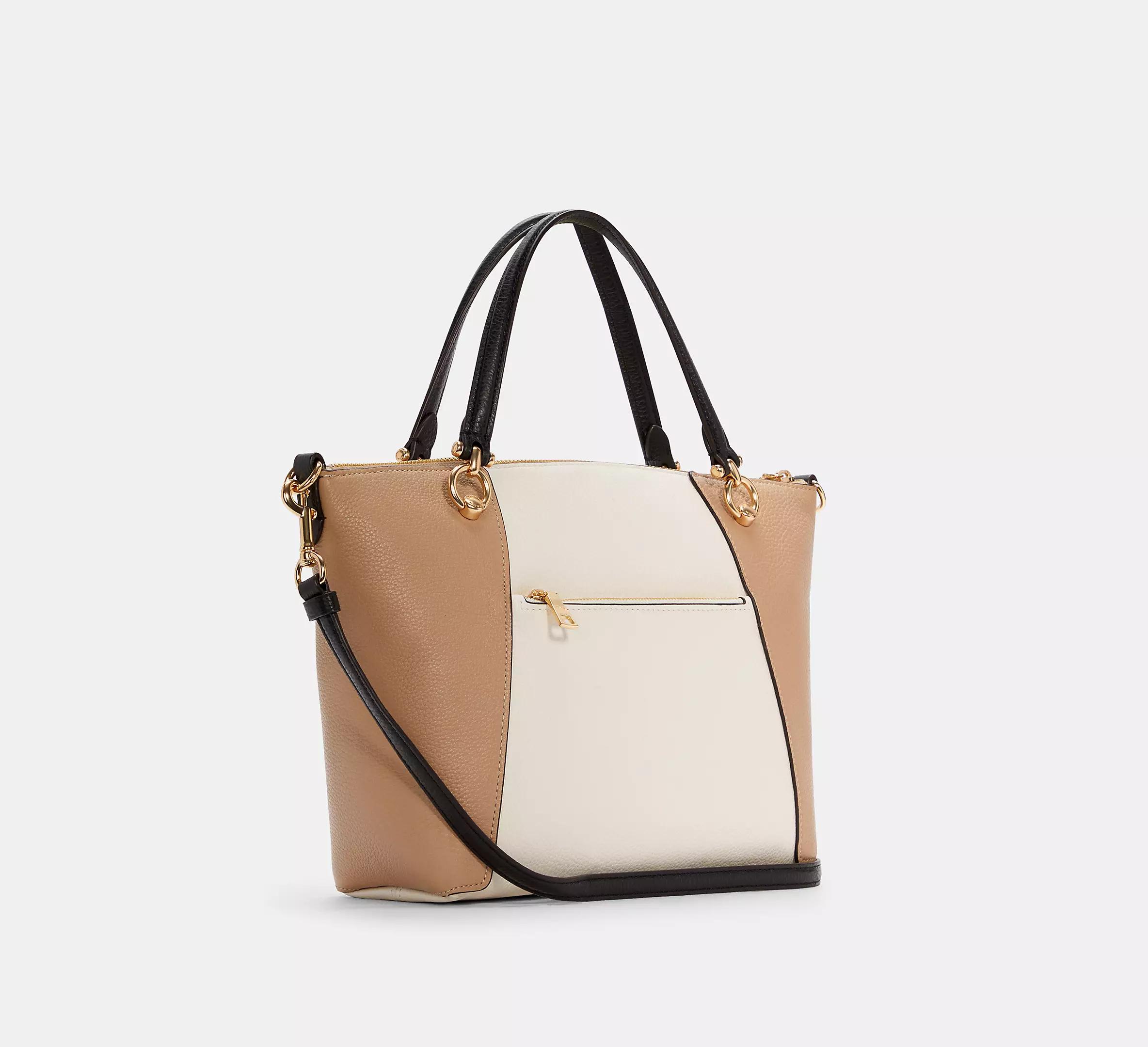 Túi Coach Kacey Satchel In Colorblock Nữ Be Trắng