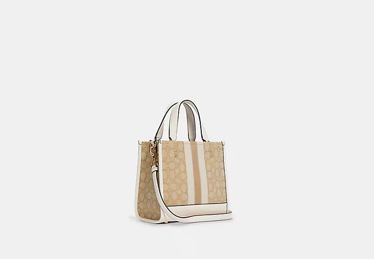 Túi Coach Dempsey Tote 22 In Signature Jacquard With Stripe And Coach Patch Nữ Trắng