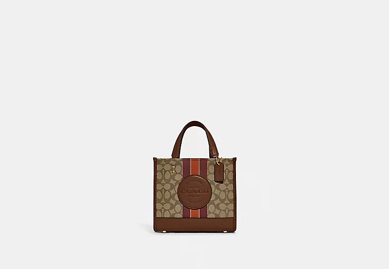 Túi Coach Dempsey Tote 22 In Signature Jacquard With Stripe And Coach Patch Nữ Nâu