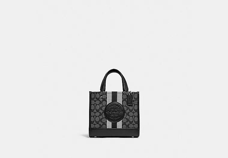 Túi Coach Dempsey Tote 22 In Signature Jacquard With Stripe And Coach Patch Nữ Đen