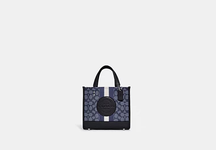 Túi Coach Dempsey Tote 22 In Signature Jacquard With Stripe And Coach Patch Nữ Xanh Dương