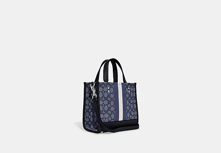 Túi Coach Dempsey Tote 22 In Signature Jacquard With Stripe And Coach Patch Nữ Xanh Dương