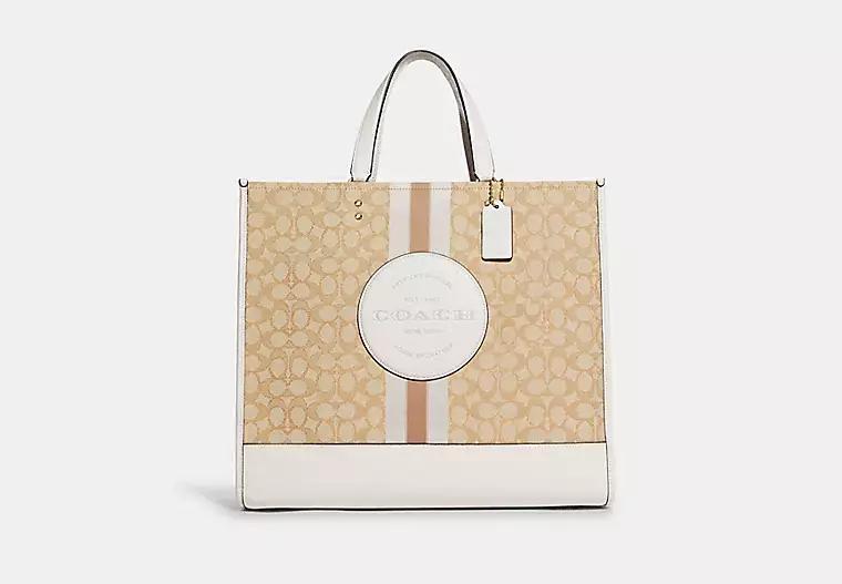 Túi Coach Dempsey Tote 40 In Signature Jacquard With Stripe And Coach Patch Nữ Trắng