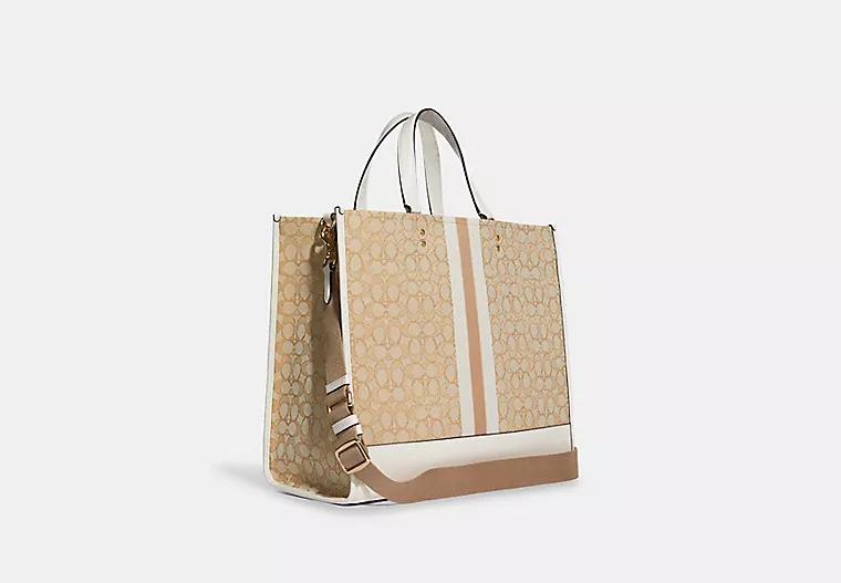 Túi Coach Dempsey Tote 40 In Signature Jacquard With Stripe And Coach Patch Nữ Trắng