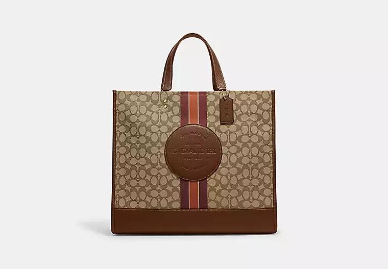 Túi Coach Dempsey Tote 40 In Signature Jacquard With Stripe And Coach Patch Nữ Nâu