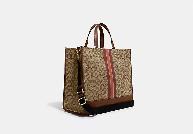 Túi Coach Dempsey Tote 40 In Signature Jacquard With Stripe And Coach Patch Nữ Nâu