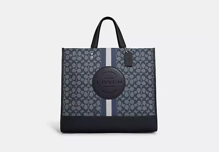 Túi Coach Dempsey Tote 40 In Signature Jacquard With Stripe And Coach Patch Nữ Xanh Dương