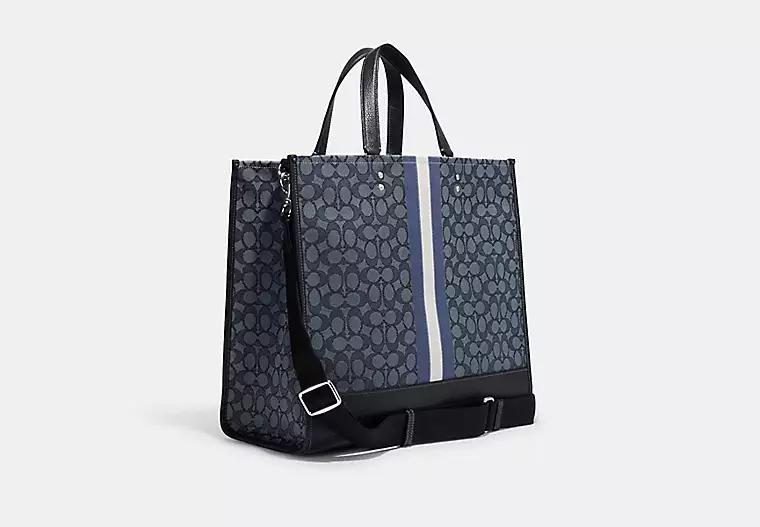 Túi Coach Dempsey Tote 40 In Signature Jacquard With Stripe And Coach Patch Nữ Xanh Dương