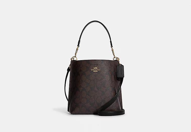 Túi Coach Mollie Bucket Bag 22 In Signature Canvas Nữ Nâu Đen