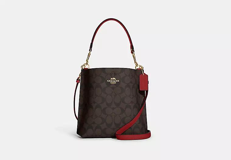 Túi Coach Mollie Bucket Bag 22 In Signature Canvas Nữ Nâu Đỏ