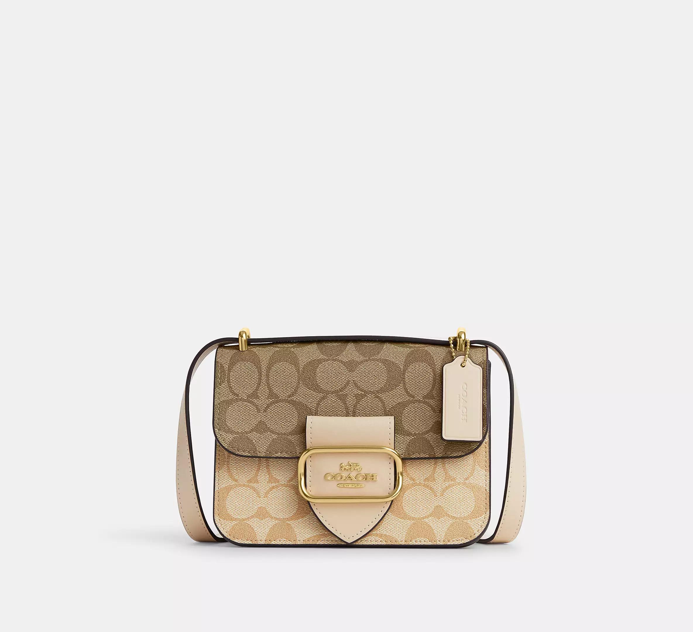 Túi Coach Morgan Square Crossbody In Blocked Signature Canvas Nữ Be