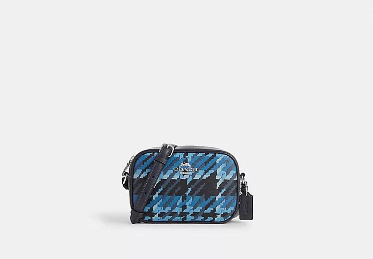 Túi Coach Mini Jamie Camera Bag With Plaid Print Nữ Xanh Dương Đen