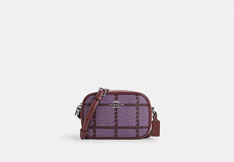 Túi Coach Mini Jamie Camera Bag With Plaid Print Nữ Tím