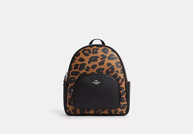 Túi Coach Court Backpack With Signature Canvas And Leopard Print Nữ Da Báo