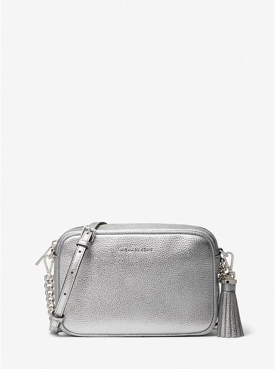 Túi Michael Kors Jet Set Medium Metallic Pebbled Leather Camera Bag Nữ Bạc